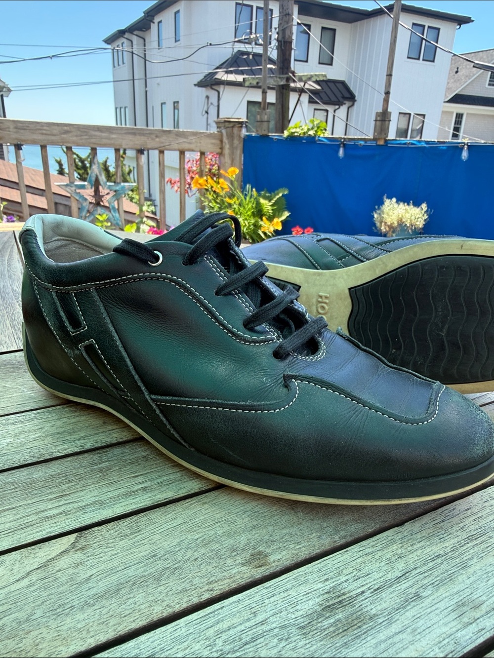 Hogan Men's Black Leather Casual Lace-Up Shoes